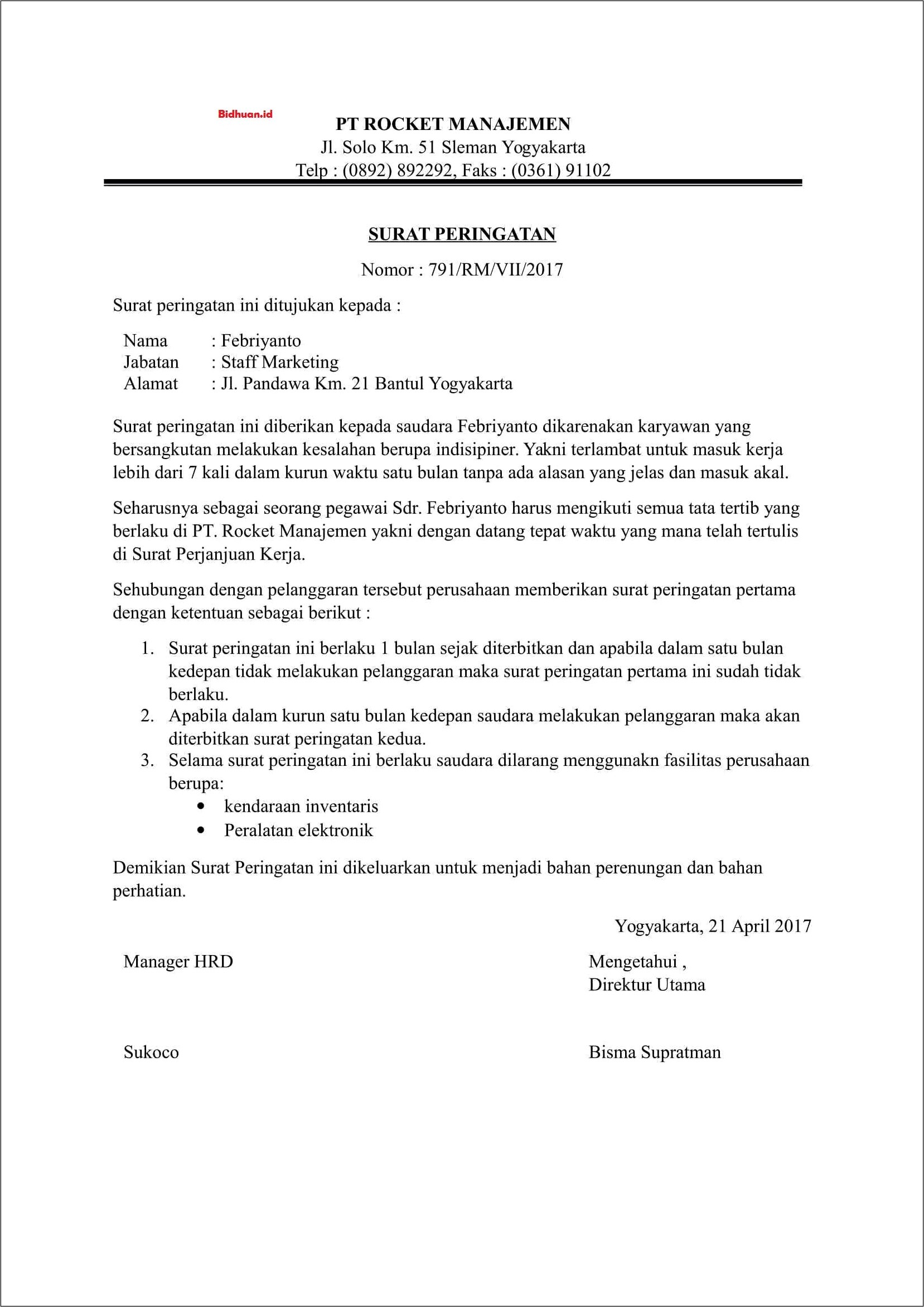 Contoh Surat Sp Perusahaan Pdf