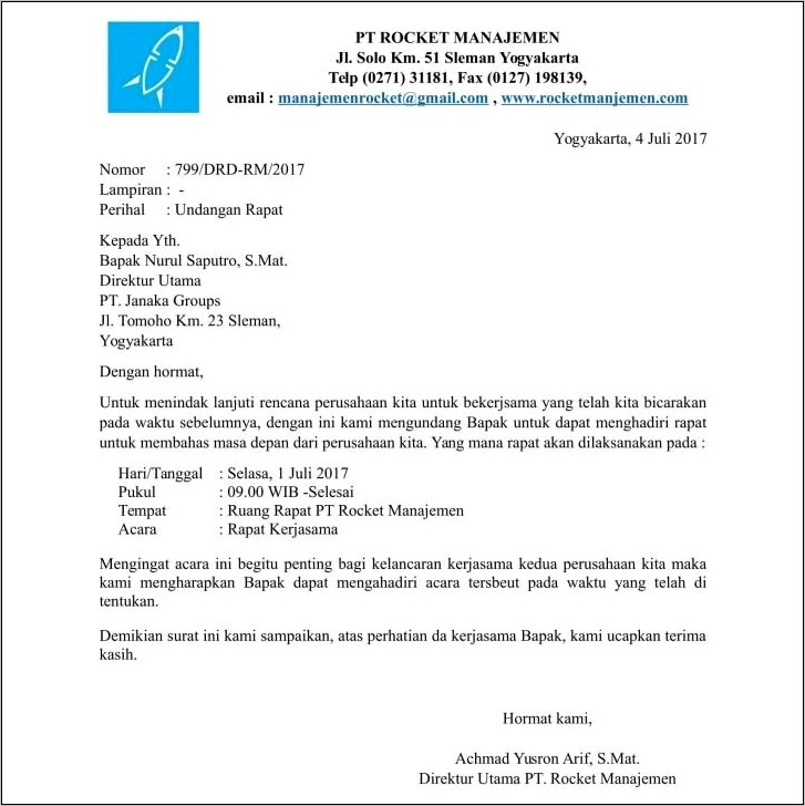 Contoh Surat Surat Dalam Perusahaan