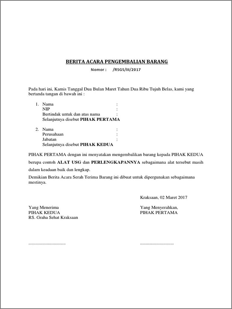 Contoh Surat Terima Barang Perusahaan