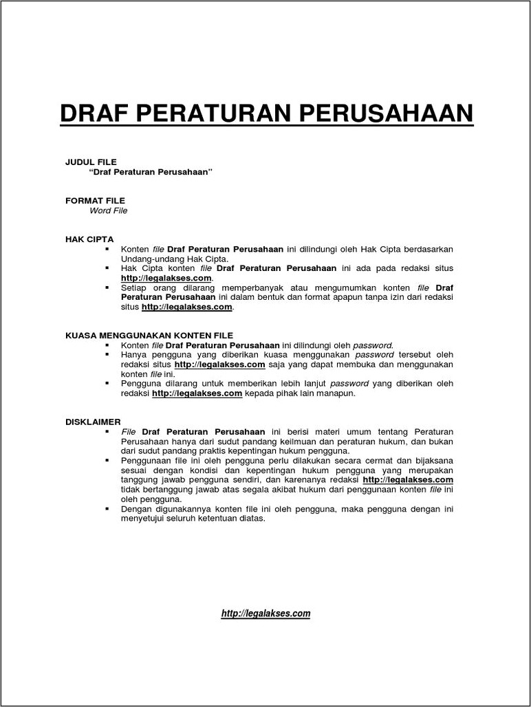 Contoh Surat Terima Peraturan Perusahaan