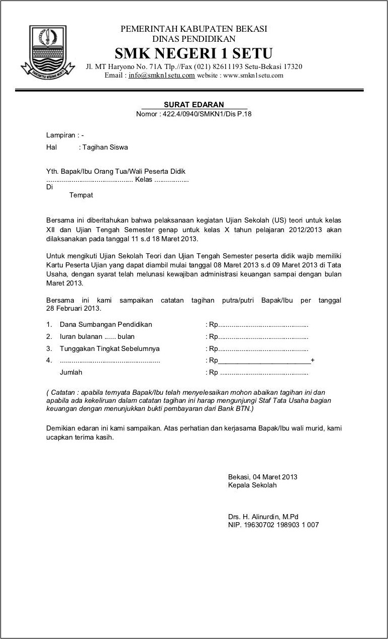 Contoh Surat Tidak Ada Kegiatan Usaha