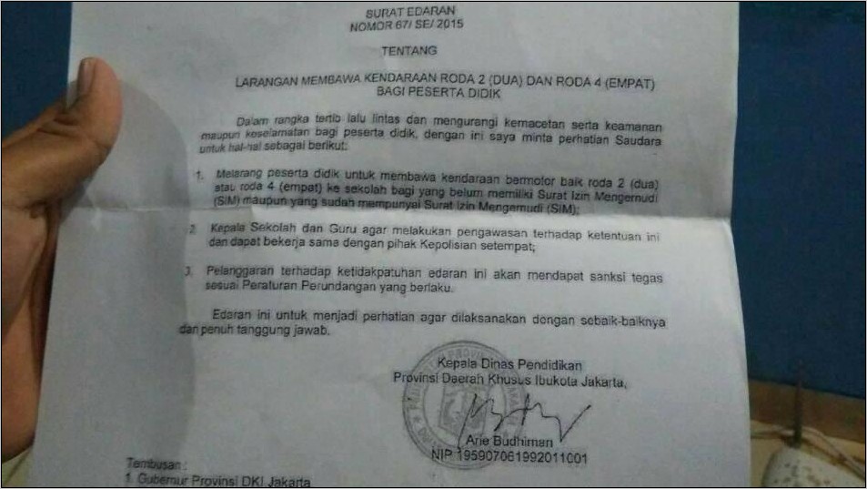 Contoh Surat Tidak Memiliki Kendaraan Dinas Roda 4