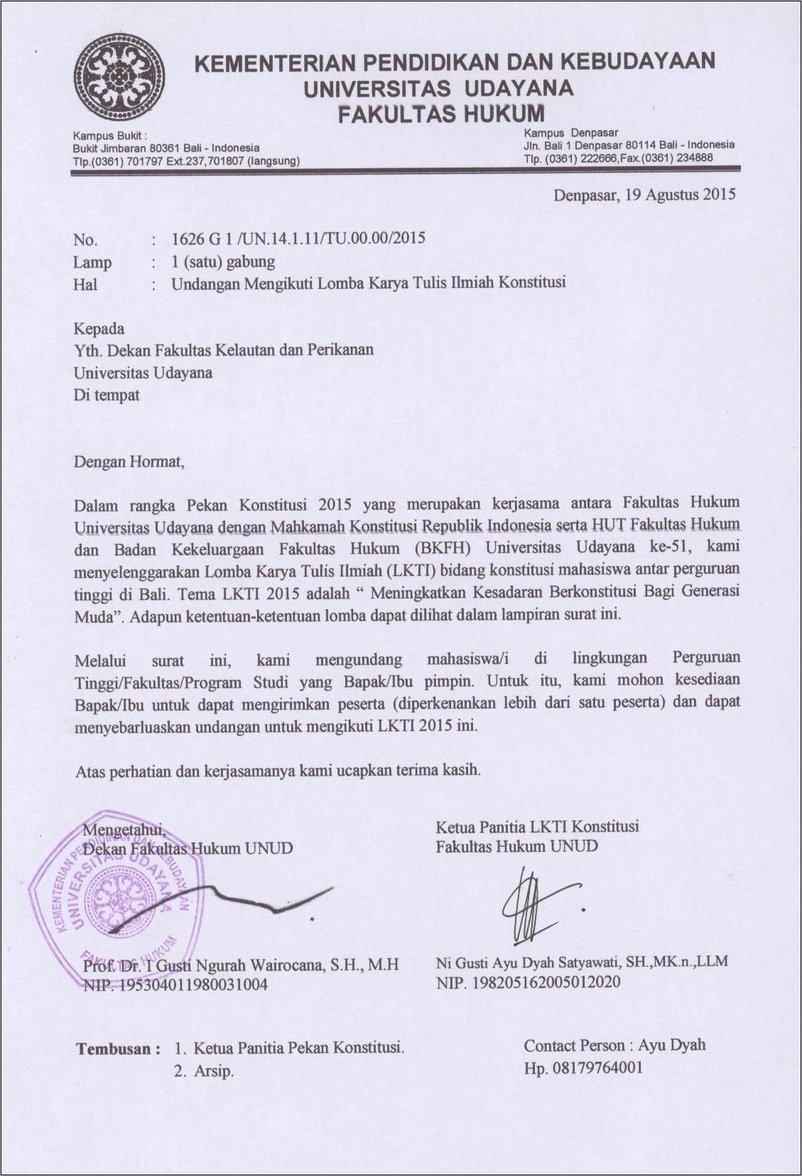 Contoh Surat Tidak Resmi Untuk Undangan Lomba