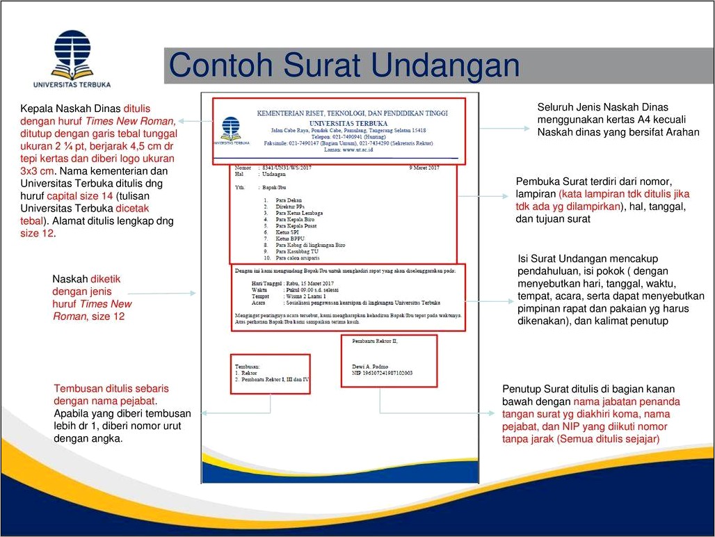 Contoh Surat Tindakan Staf Tata Naskah Dinas