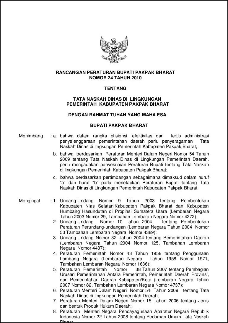 Contoh Surat Tindakan Staff Tata Naskah Dinas