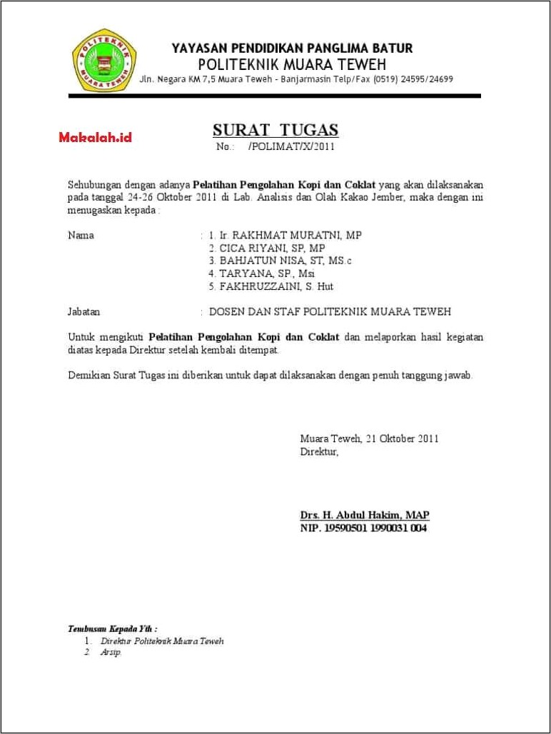 Contoh Surat Tugas Dari Perusahaan Swasta