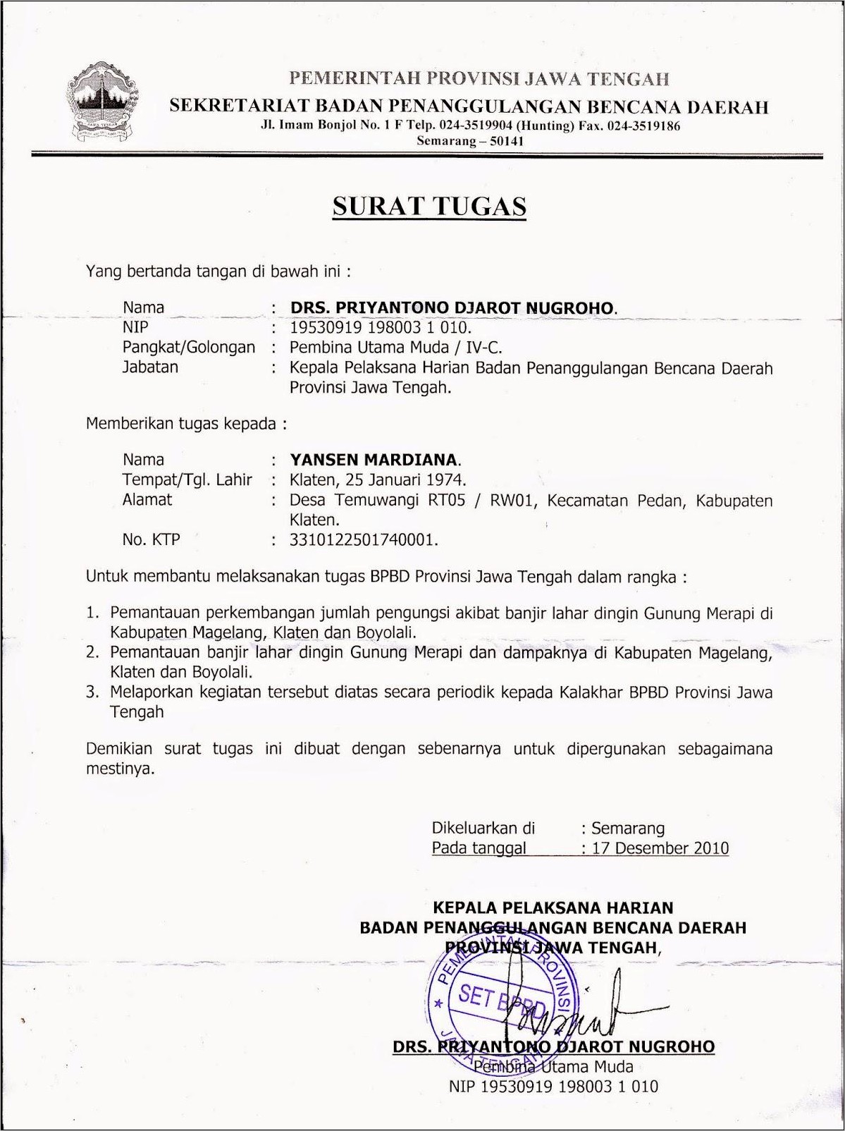 Contoh Surat Tugas Dinas Swasta