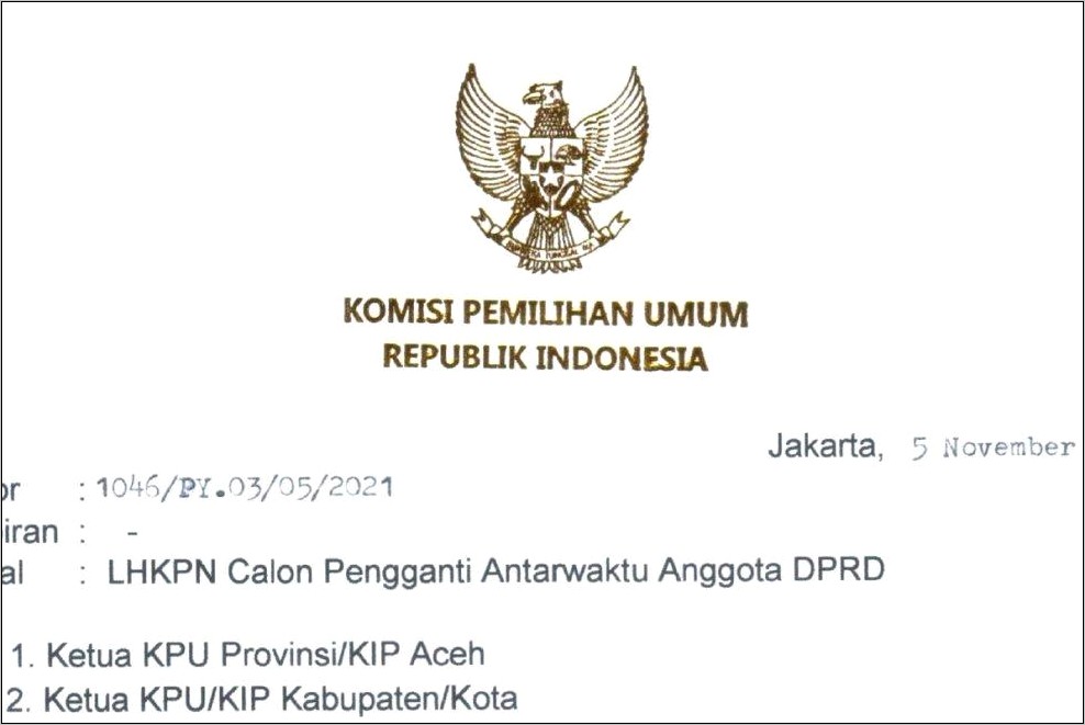 Contoh Surat Tugas Perjalanan Dinas Kpu