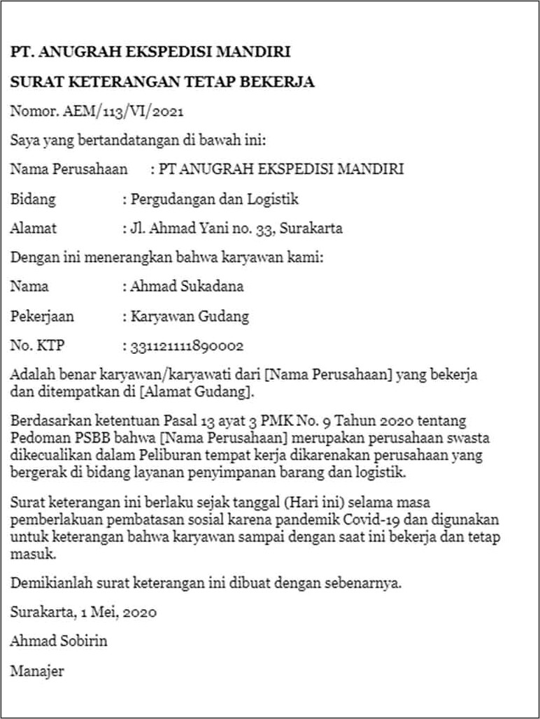 Contoh Surat Tugas Perusahaan Ke Perusahaan