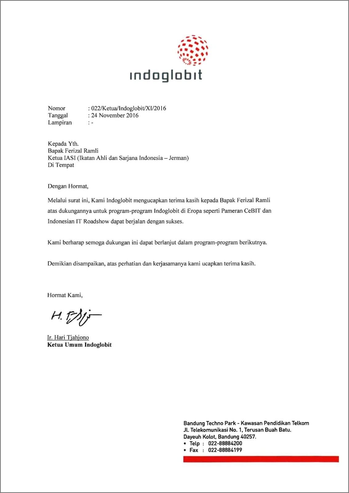 Contoh Surat Ucapan Terima Kasih Perusahaan Atas Berakhirnya Kontrak Kerjasma