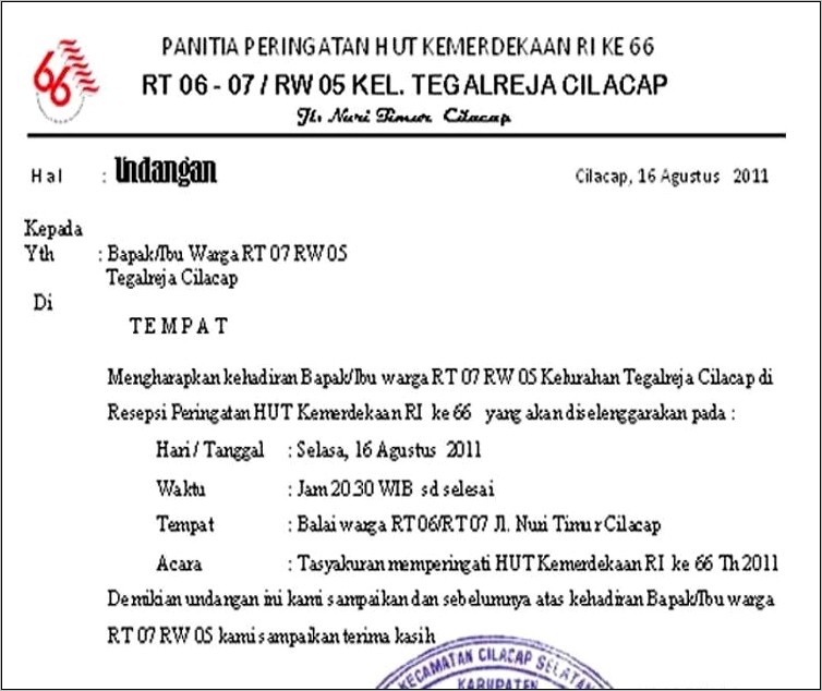 Contoh Surat Undangan Acara Agustusan