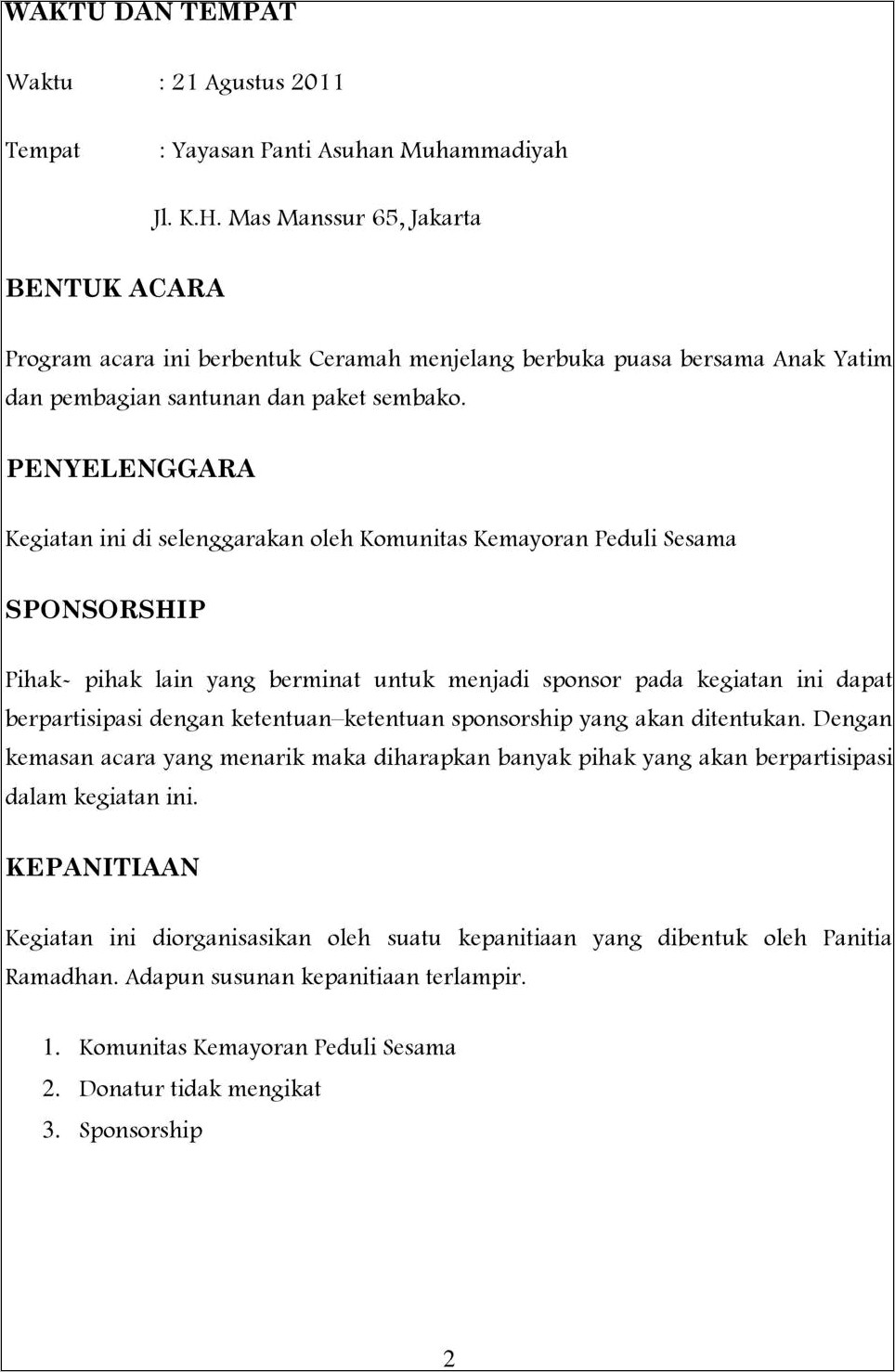 Contoh Surat Undangan Acara Buka Puasa Bersama Dengan Anak Yatim