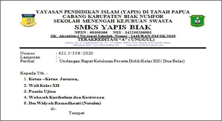 Contoh Surat Undangan Acara Kelulusan Sma