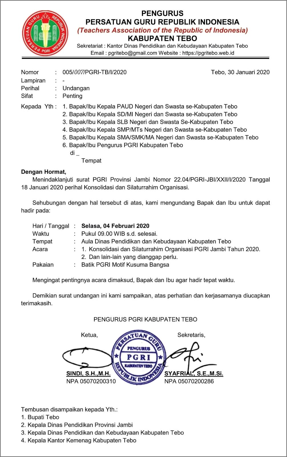 Contoh Surat Undangan Acara Organisasi