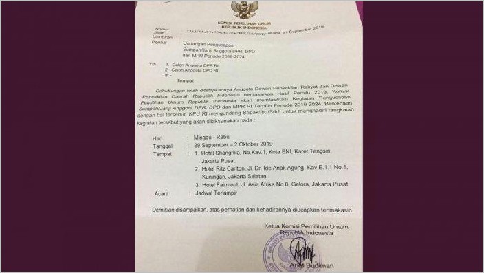 Contoh Surat Undangan Acara Pelantikan Organisasi