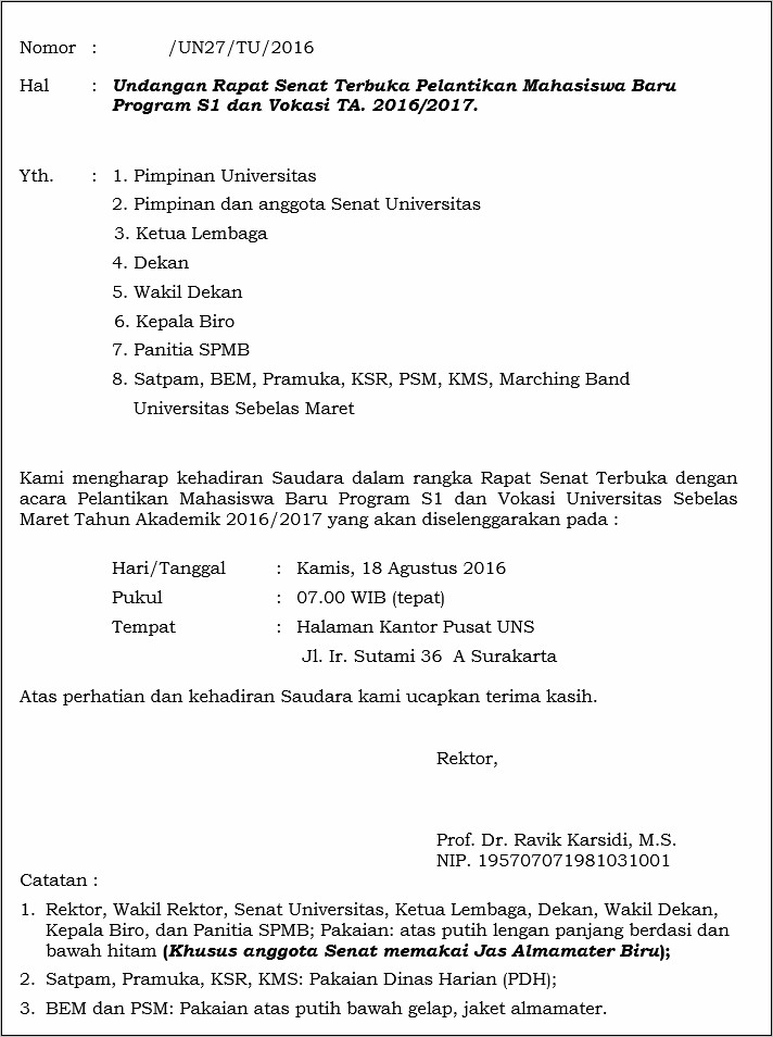 Contoh Surat Undangan Acara Pelantikan