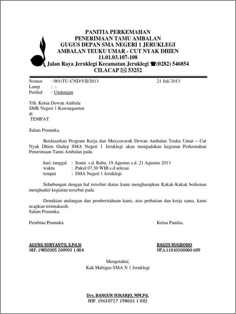 Contoh Surat Undangan Acara Pramuka