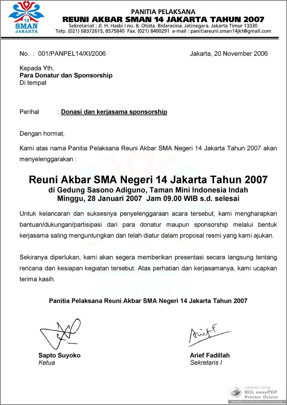 Contoh Surat Undangan Acara Reuni Sekolah