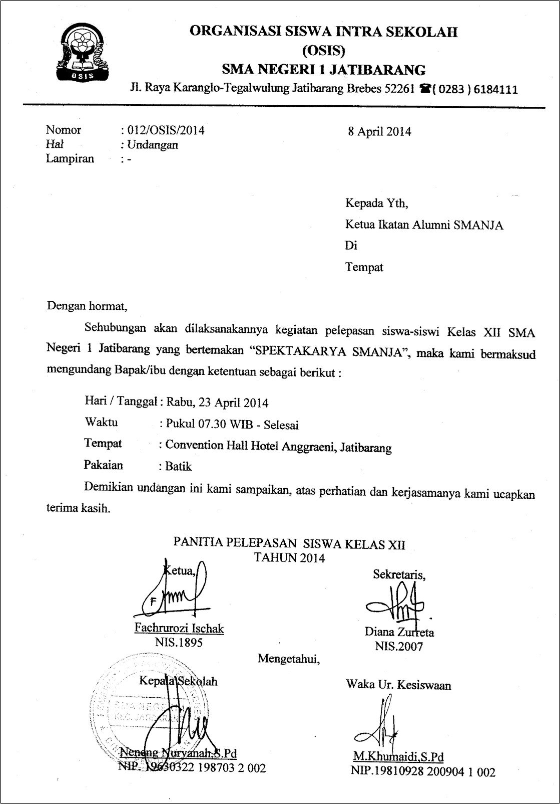 Contoh Surat Undangan Acara Untuk Kepala Sekolah