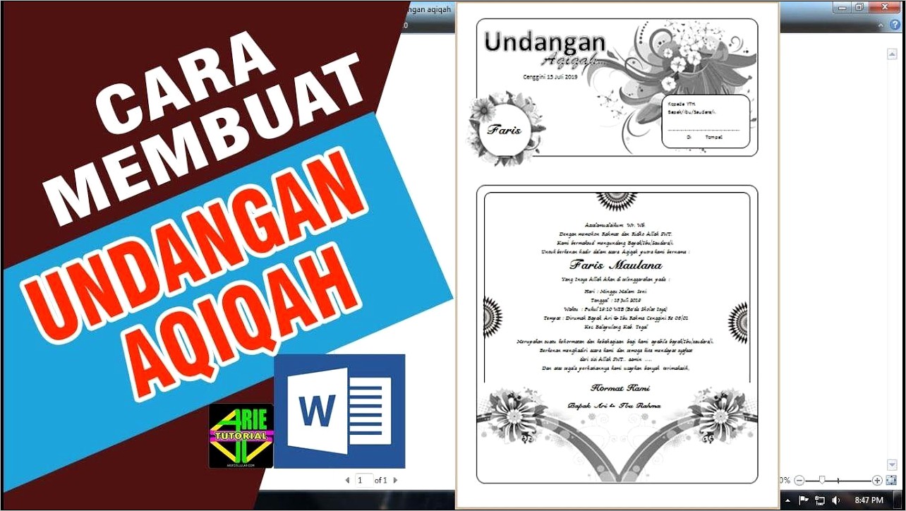 Contoh Surat Undangan Akikah Doc