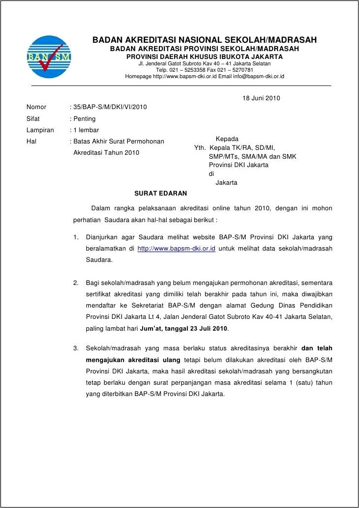 Contoh Surat Undangan Akreditasi