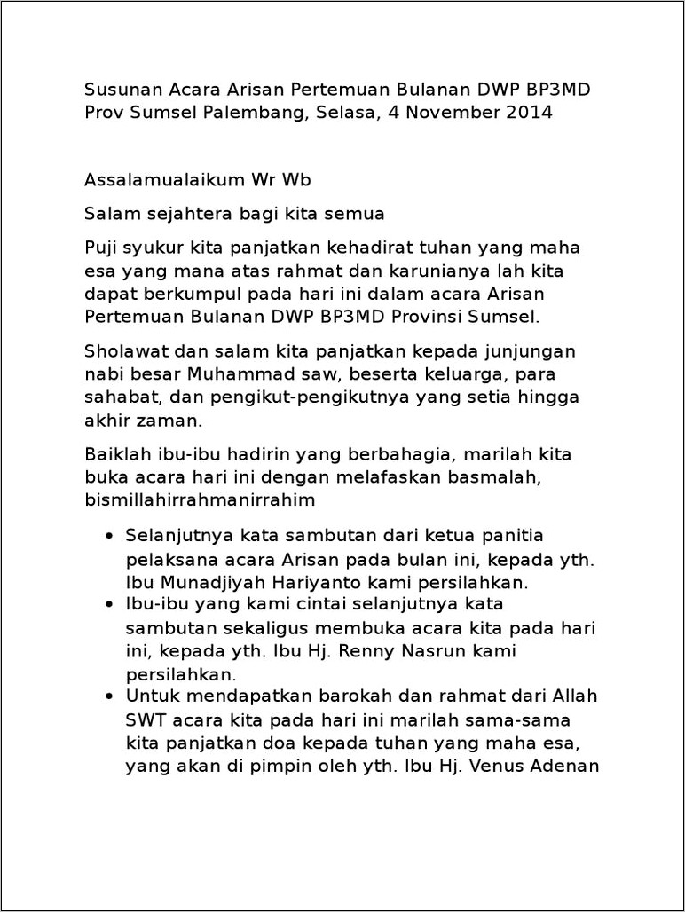 Contoh Surat Undangan Arisan Paguyuban