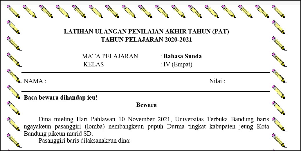 Contoh Surat Undangan Bahasa Sunda Kenaikan Kelas 2017