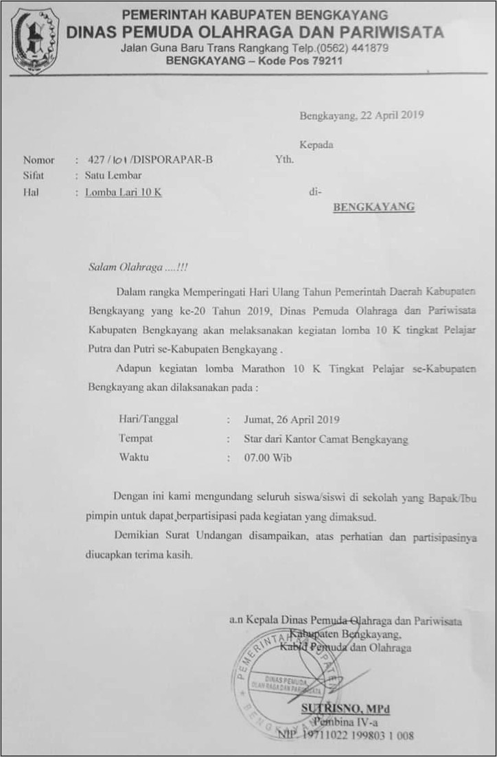 Contoh Surat Undangan Bawaslu