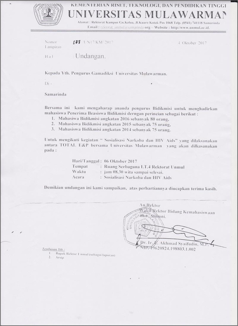 Contoh Surat Undangan Beasiswa Sekolah