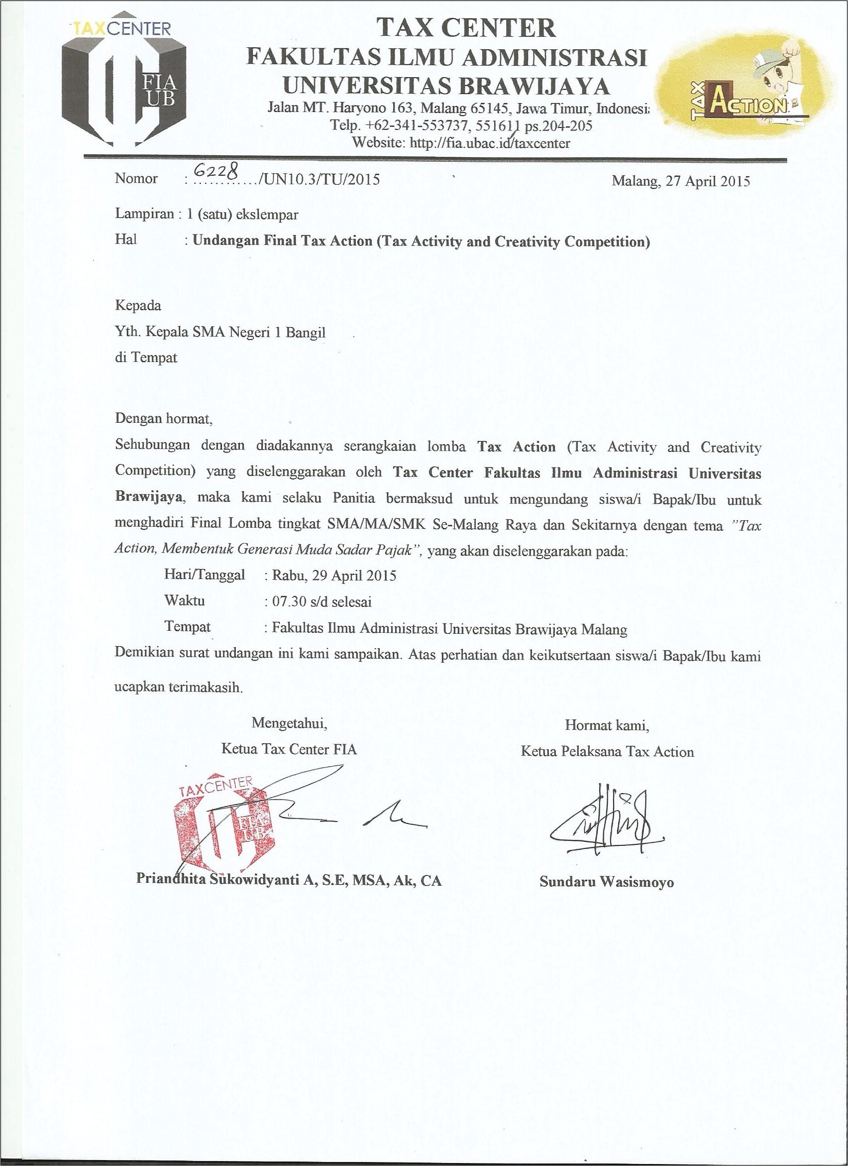 Contoh Surat Undangan Beasiswa