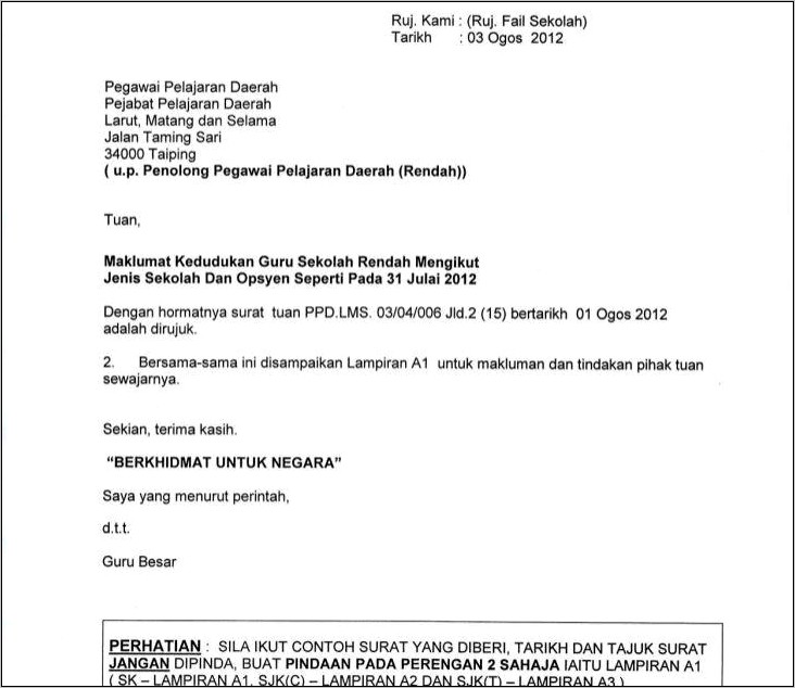 Contoh Surat Undangan Bentuk Semi Block Style