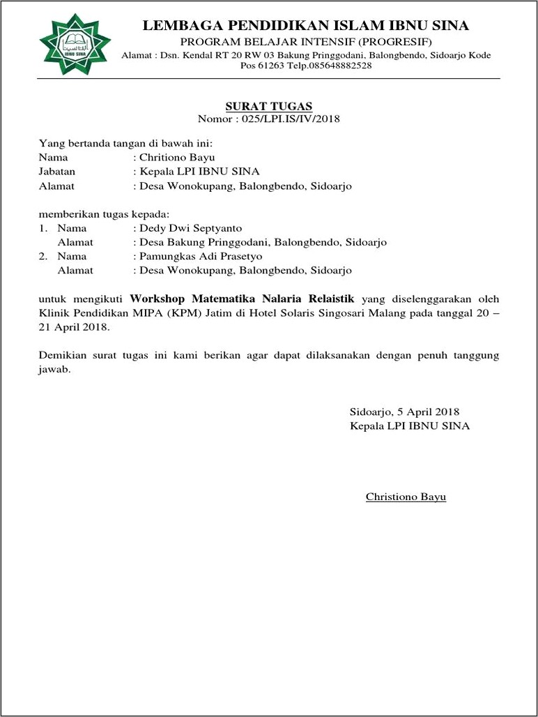 Contoh Surat Undangan Bimbingan Belajar