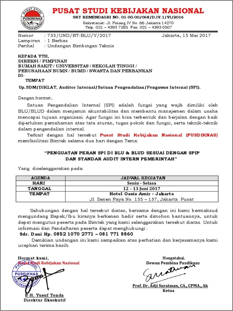 Contoh Surat Undangan Bimtek Pemerintah