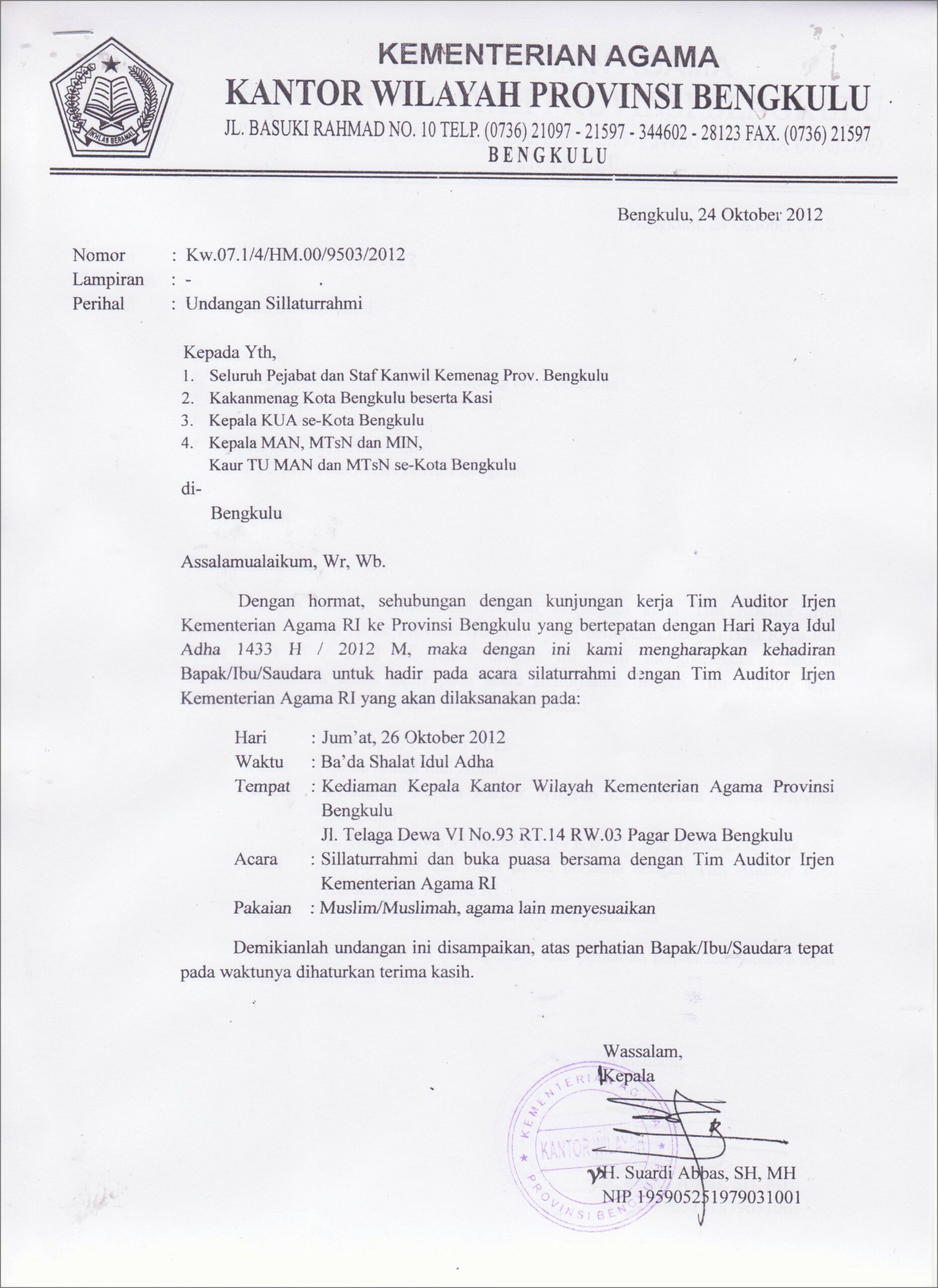 Contoh Surat Undangan Buka Bersama