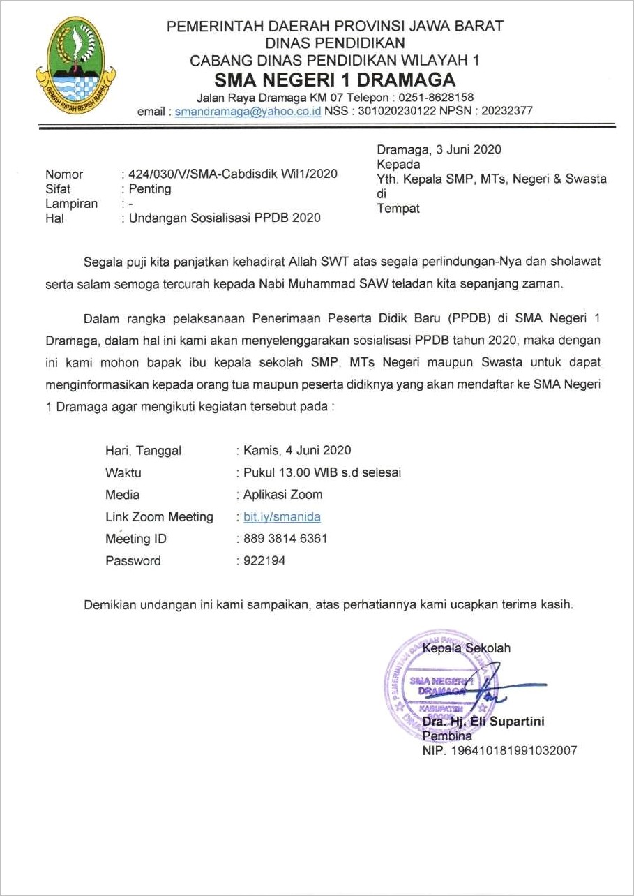 Contoh Surat Undangan Buka Bersama Untuk Operator Sekolah