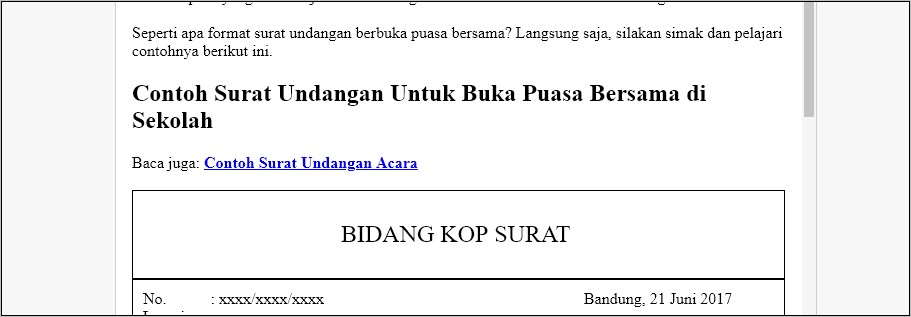 Contoh Surat Undangan Buka Puasa Bersama Di Rumah