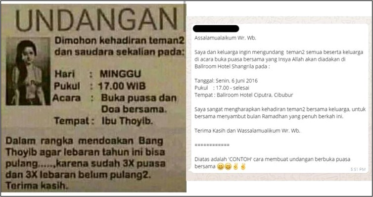 Contoh Surat Undangan Buka Puasa Bersama Kantor