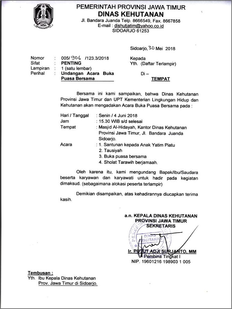 Contoh Surat Undangan Bukber Untuk Pks