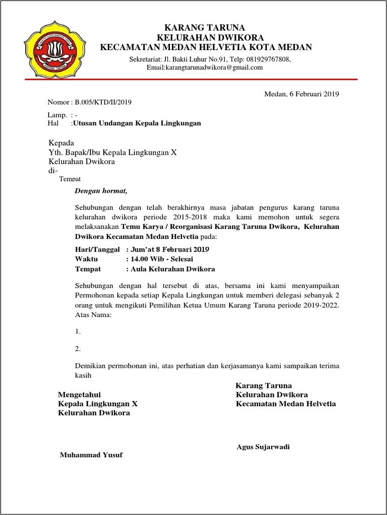 Contoh Surat Undangan Dari Organisasi Ke Kelurahan