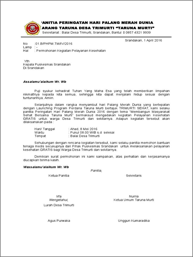 Contoh Surat Undangan Dari Pmi