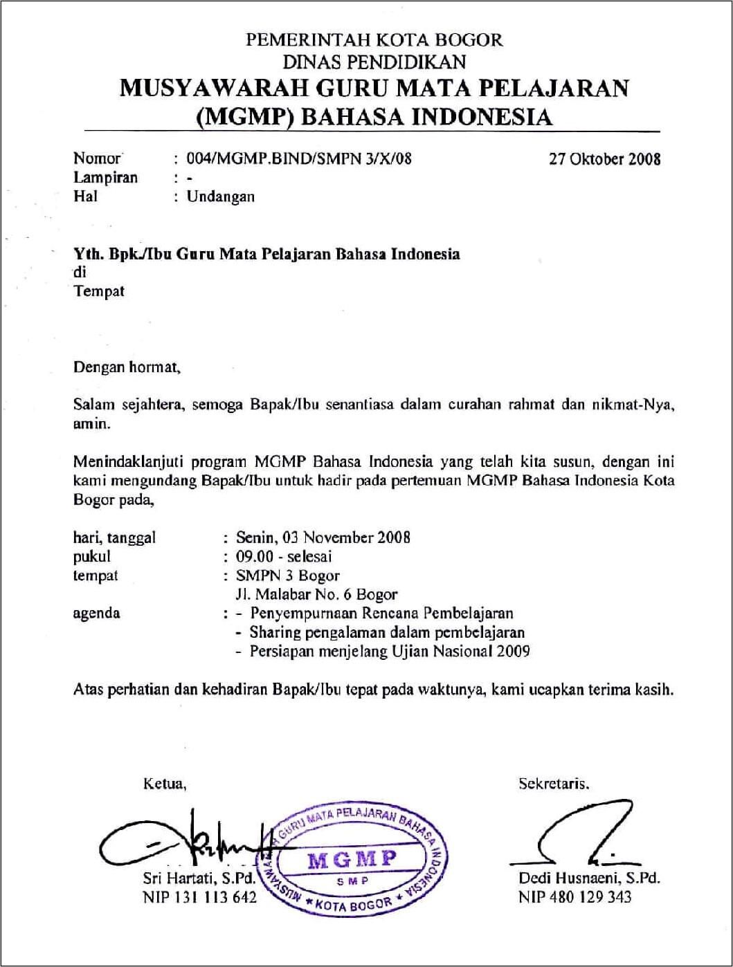 Contoh Surat Undangan Dari Salah Satu Badan Usaha