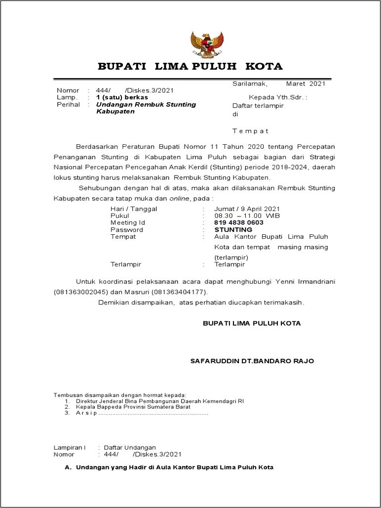 Contoh Surat Undangan Deklarasi Organisasi