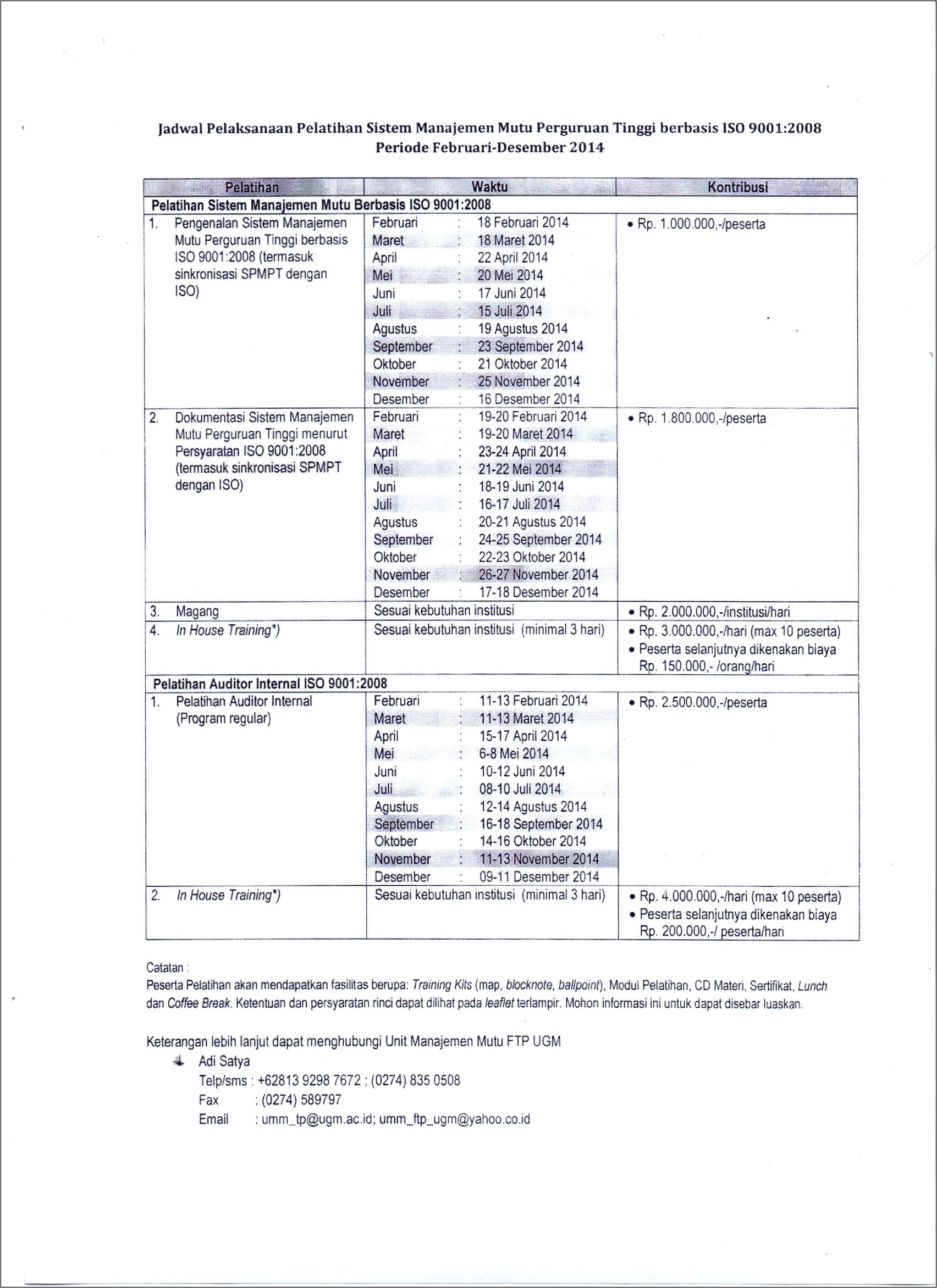 Contoh Surat Undangan Dengan Rincian Biaya Kontribusi Peserta