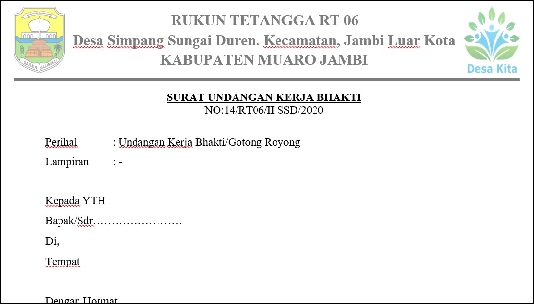 Contoh Surat Undangan Desa