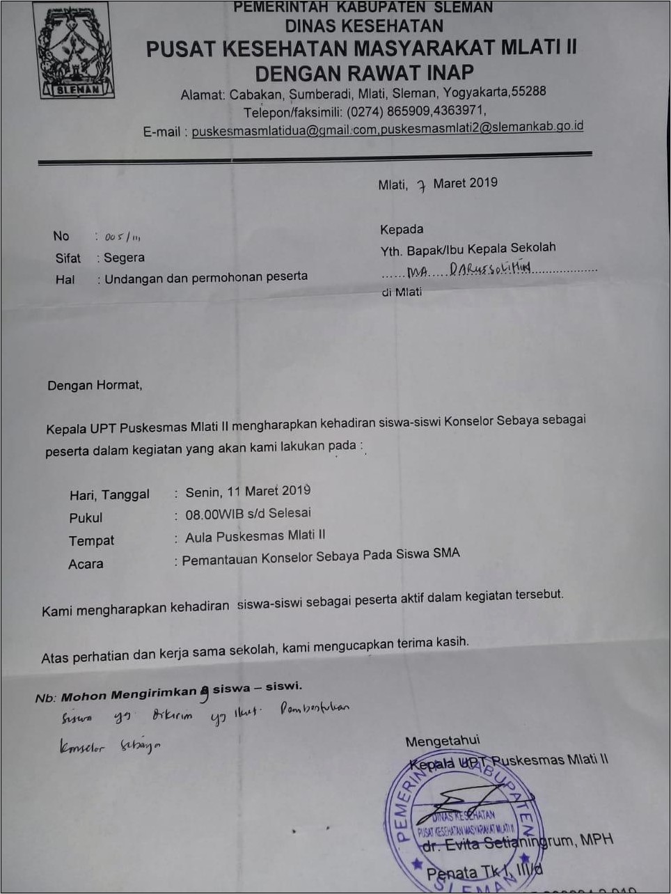 Contoh Surat Undangan Dinas Kesehatan