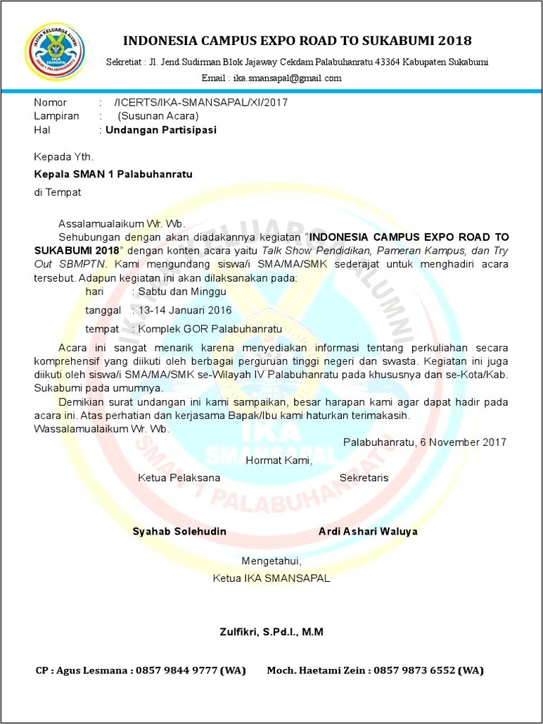 Contoh Surat Undangan Expo Kampus Dari Sma Ke Kampus