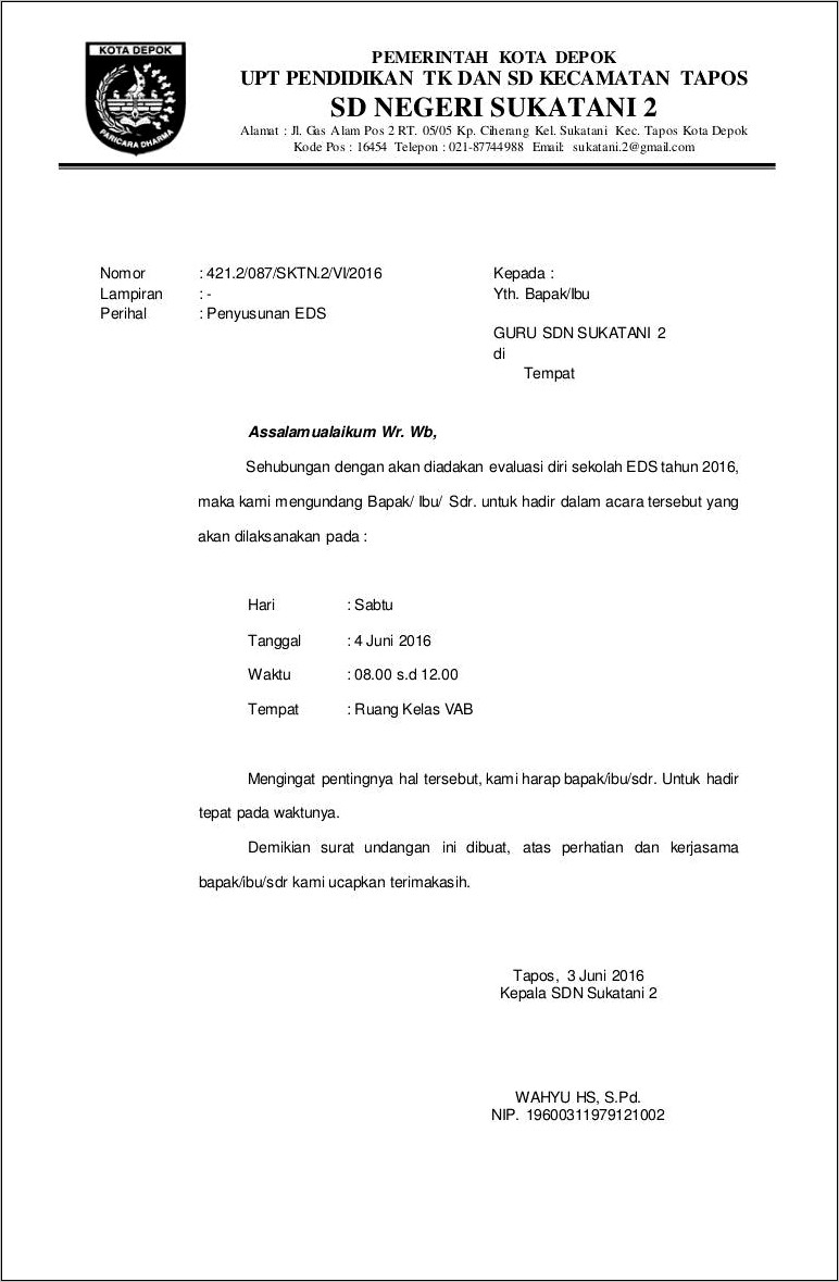 Contoh Surat Undangan Fasilitator Untuk Guru