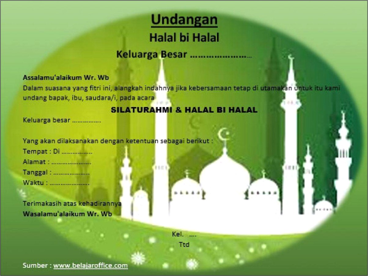 Contoh Surat Undangan Halal Bihalal Dan Taragak Basuo