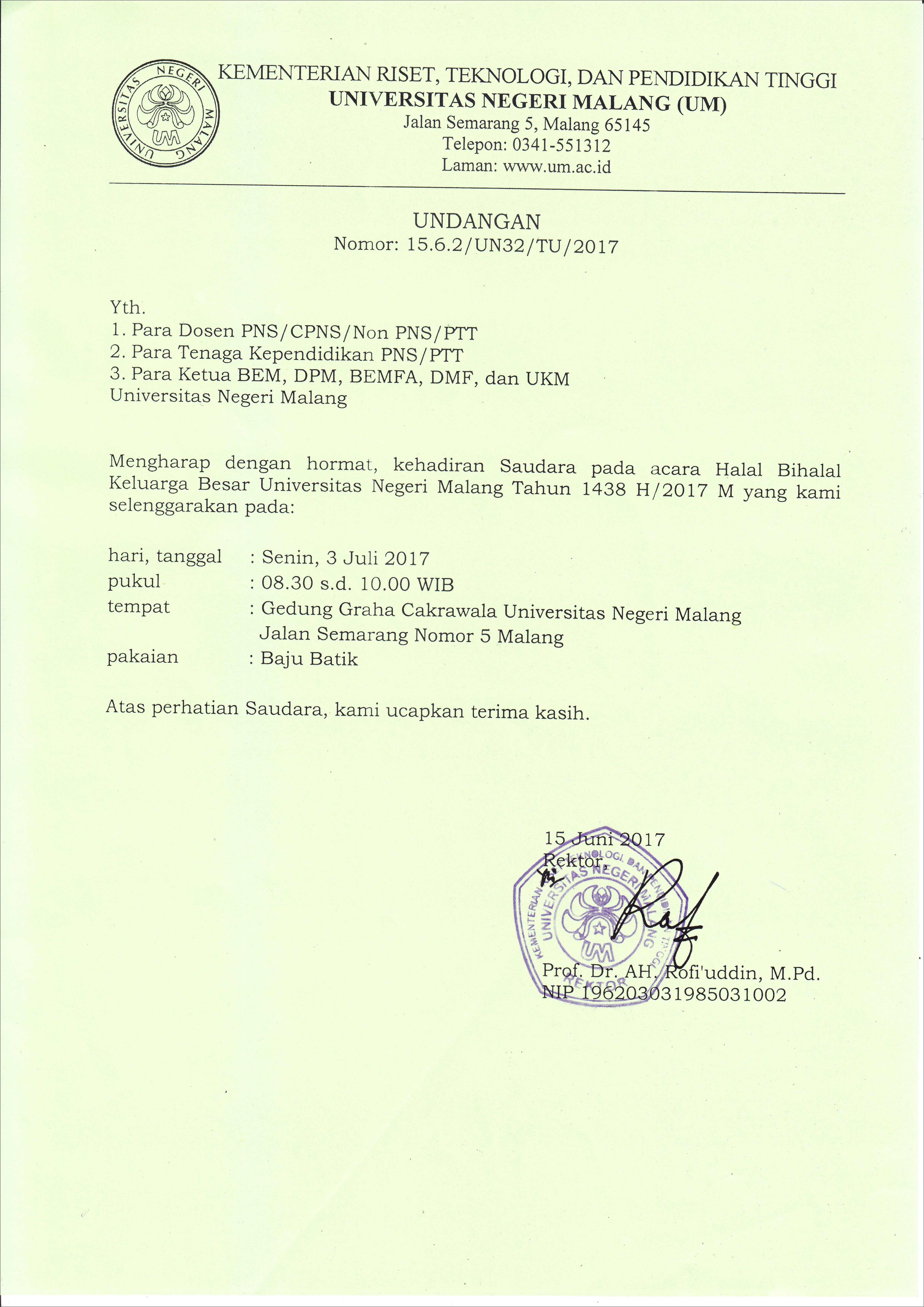 Contoh Surat Undangan Halal Bihalal Tingkat Rt