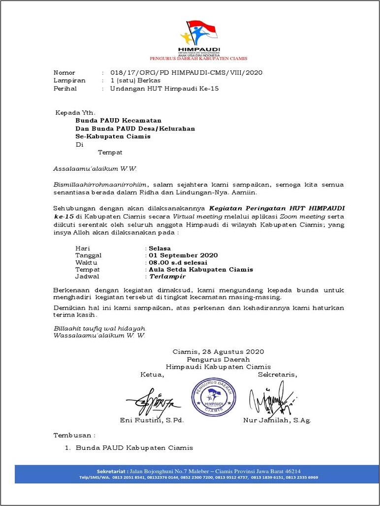 Contoh Surat Undangan Hut Kabupaten